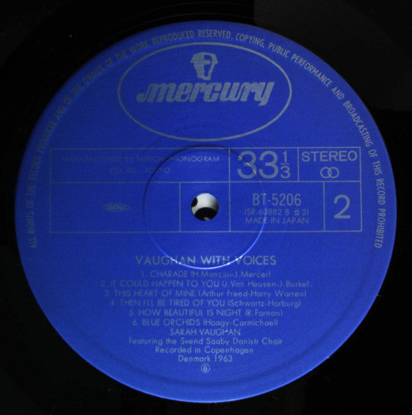 Sarah Vaughan - Vaughan With Voices (Vinyl, LP, Album, Stereo) Very Good Plus (VG+) / Very Good Plus (VG+)
