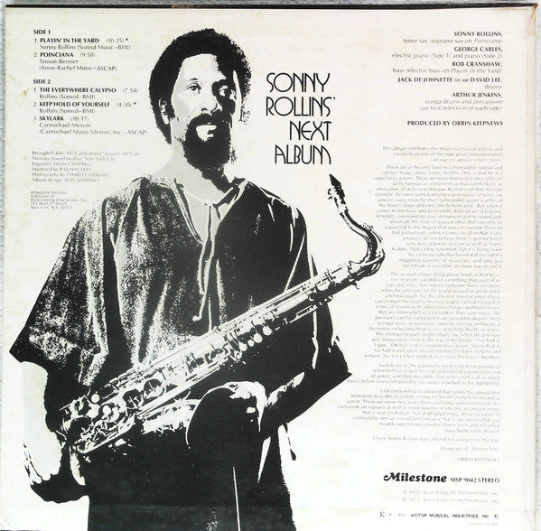 Sonny Rollins - Next Album (Vinyl, LP, Album, Promo) Near Mint (NM or M-) / Very Good (VG)