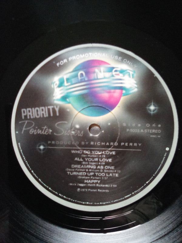 Pointer Sisters - Priority (Vinyl, LP, Album, Promo, Stereo) Very Good Plus (VG+) / Very Good (VG)
