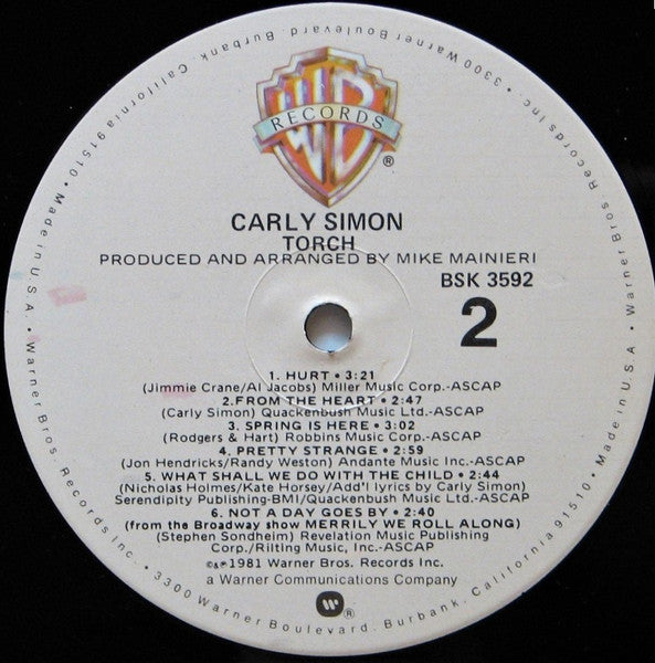 Carly Simon - Torch (Vinyl, LP, Album) Very Good Plus (VG+) / Very Good (VG)
