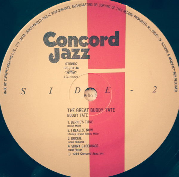 Buddy Tate - The Great Buddy Tate (Vinyl, LP, Album, Reissue) Very Good Plus (VG+) / Very Good (VG)