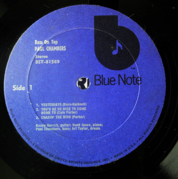 Paul Chambers Quartet - Bass On Top (Vinyl, LP, Album, Reissue, Stereo) Very Good (VG) / Very Good (VG)