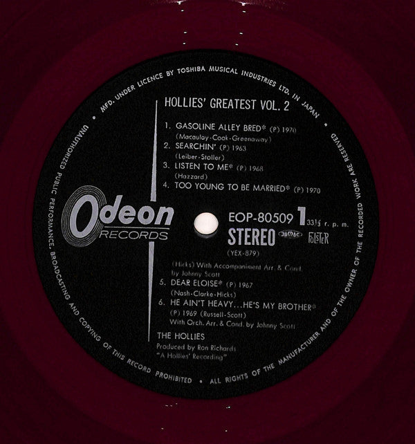 The Hollies - Hollies' Greatest Vol.2 (Vinyl, LP, Compilation) Good Plus (G+) / Good (G)