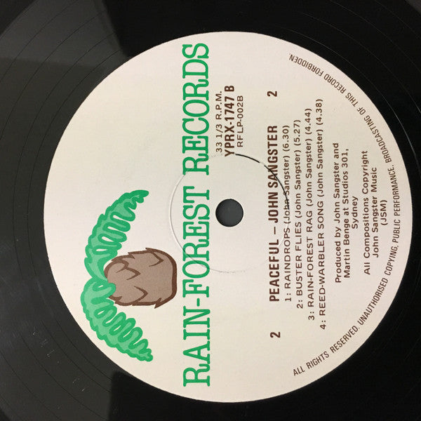 John Sangster - Peaceful (Vinyl, LP) Very Good Plus (VG+) / Very Good (VG)