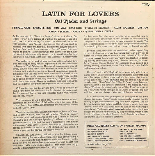 Cal Tjader - Latin For Lovers (Vinyl, LP, Album, Reissue, Stereo) Very Good (VG) / Very Good (VG)
