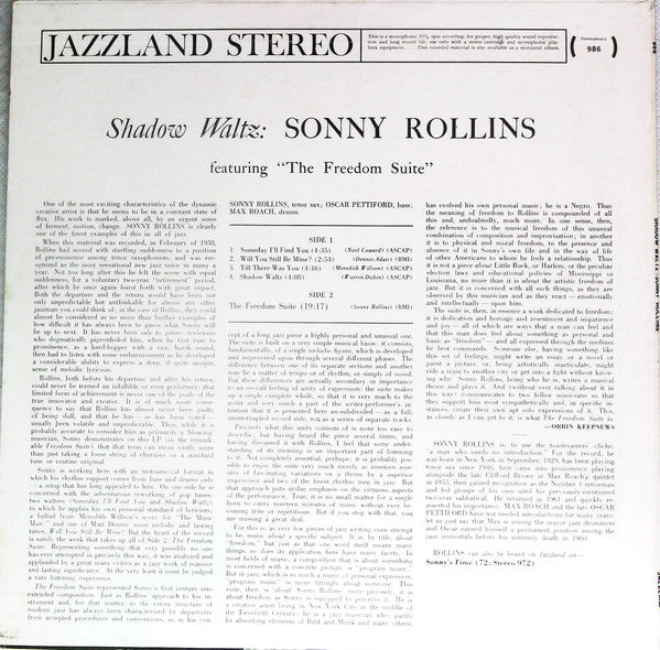 Sonny Rollins - Shadow Waltz (Vinyl, LP, Album, Reissue, Stereo) Good Plus (G+) / Very Good (VG)