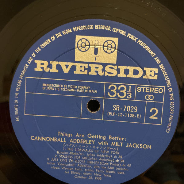 Cannonball Adderley - Things Are Getting Better (Vinyl, LP, Album) Very Good (VG) / Good Plus (G+)
