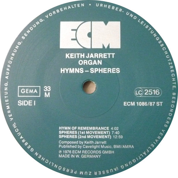 Keith Jarrett - Hymns Spheres (2xVinyl, LP, Album) Very Good Plus (VG+) / Very Good (VG)