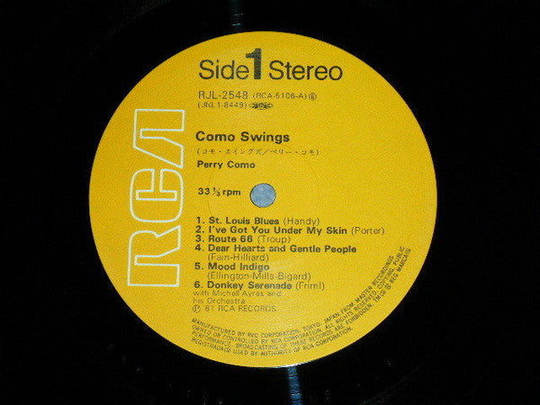 Perry Como - Como Swings (Vinyl, LP, Album, Reissue) Very Good Plus (VG+) / Very Good Plus (VG+)