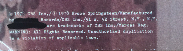 Bruce Springsteen - Darkness On The Edge Of Town (Vinyl, LP, Album) Very Good (VG) / Very Good Plus (VG+)