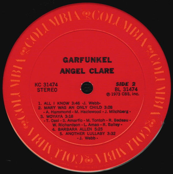 Art Garfunkel - Angel Clare (Vinyl, LP, Album, Stereo) Good Plus (G+) / Very Good (VG)