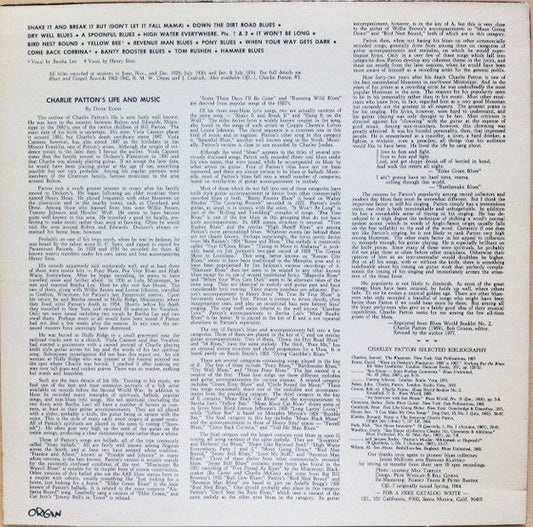 Charley Patton - The Immortal Charlie Patton Number 2 (Vinyl, LP, Compilation, Reissue) Very Good Plus (VG+) / Very Good Plus (VG+)