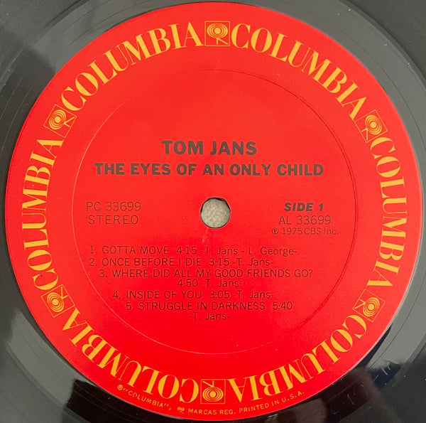 Tom Jans - The Eyes Of An Only Child (Vinyl, LP, Album, Stereo) Very Good Plus (VG+) / Good (G)