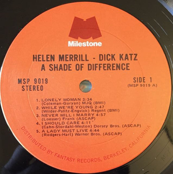 Helen Merrill - A Shade Of Difference (Vinyl, LP, Album, Reissue) Very Good Plus (VG+) / Very Good Plus (VG+)