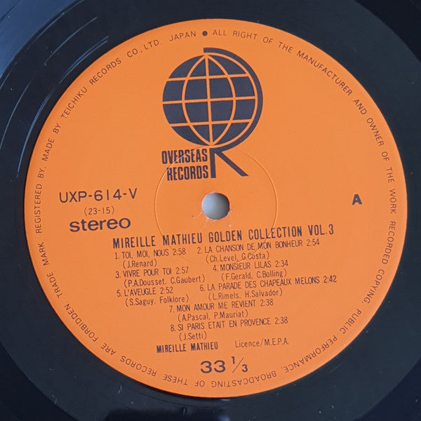 Mireille Mathieu - Golden Collection Vol. 3 (Vinyl, LP, Compilation, Stereo) Good Plus (G+) / Good Plus (G+)