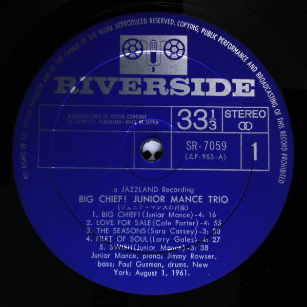 Junior Mance Trio - Big Chief! (Vinyl, LP, Album) Very Good Plus (VG+) / Very Good (VG)