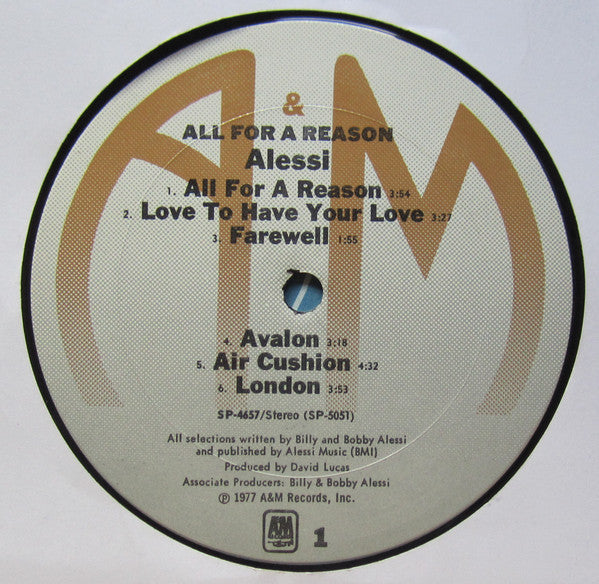 Alessi - All For A Reason (Vinyl, LP, Album) Very Good Plus (VG+) / Very Good Plus (VG+)