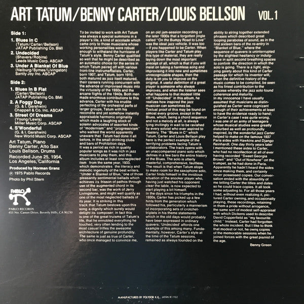 Art Tatum - The Tatum Group Masterpieces Vol. 1 (Vinyl, LP, Album)