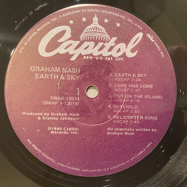 Graham Nash - Earth & Sky (Vinyl, LP, Album) Very Good (VG) / Very Good (VG)