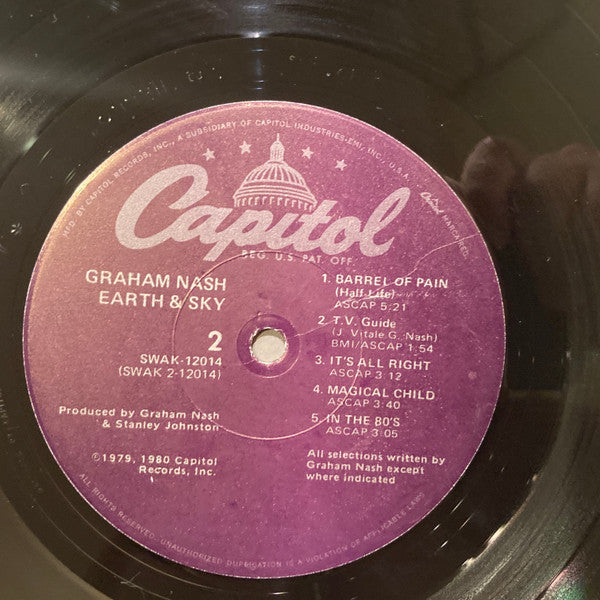 Graham Nash - Earth & Sky (Vinyl, LP, Album) Very Good (VG) / Very Good (VG)