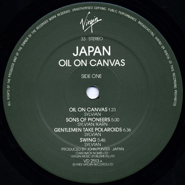 Japan - Oil On Canvas (2xVinyl, LP, Album, Stereo) Near Mint (NM or M-) / Good Plus (G+)