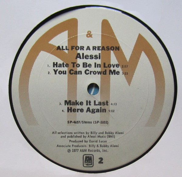 Alessi - All For A Reason (Vinyl, LP, Album) Very Good Plus (VG+) / Very Good Plus (VG+)