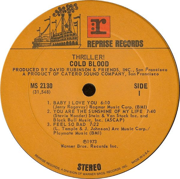Cold Blood - Thriller! (Vinyl, LP, Album, Misprint) Very Good Plus (VG+) / Very Good Plus (VG+)