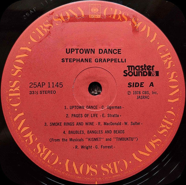 Stéphane Grappelli - Uptown Dance (Vinyl, LP, Album) Very Good Plus (VG+) / Very Good (VG)