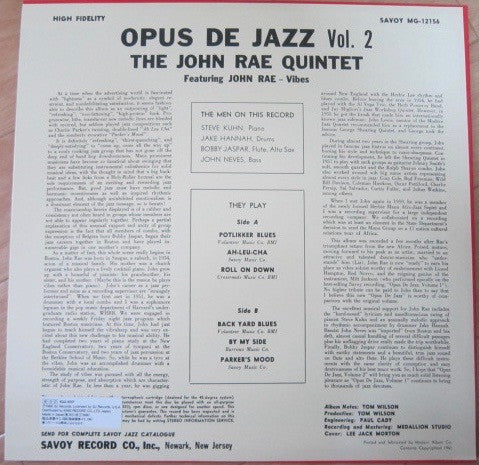 Johnny Rae - Opus De Jazz Vol.2 (Vinyl, LP, Album, Reissue, Stereo) Near Mint (NM or M-) / Very Good Plus (VG+)