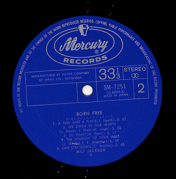 Milt Jackson - Born Free (Vinyl, LP, Album, Stereo) Very Good (VG) / Very Good Plus (VG+)