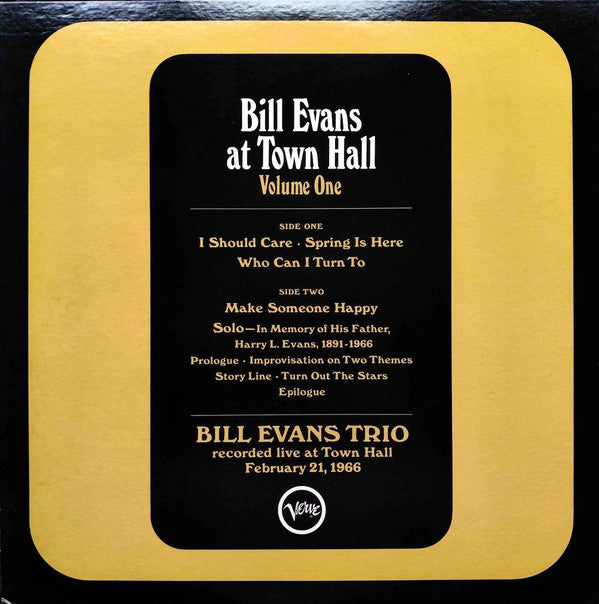 The Bill Evans Trio - Bill Evans At Town Hall..... Volume One (Vinyl, LP, Album, Stereo) Near Mint (NM or M-) / Near Mint (NM or M-)