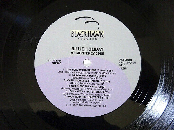 Billie Holiday - At Monterey 1958 (Vinyl, LP, Album, Remastered, Stereo) Very Good Plus (VG+) / Very Good Plus (VG+)