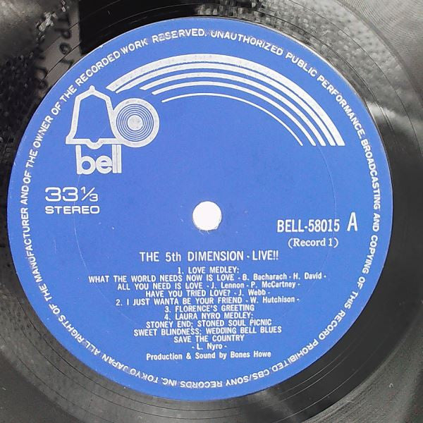 The Fifth Dimension - Live (2xVinyl, LP, Album, Stereo) Good Plus (G+) / Poor (P)
