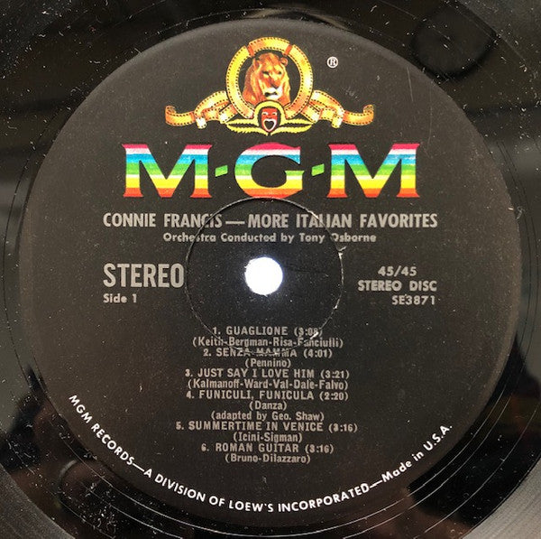 Connie Francis - More Italian Favorites (Vinyl, LP, Stereo) Good Plus (G+) / Good Plus (G+)