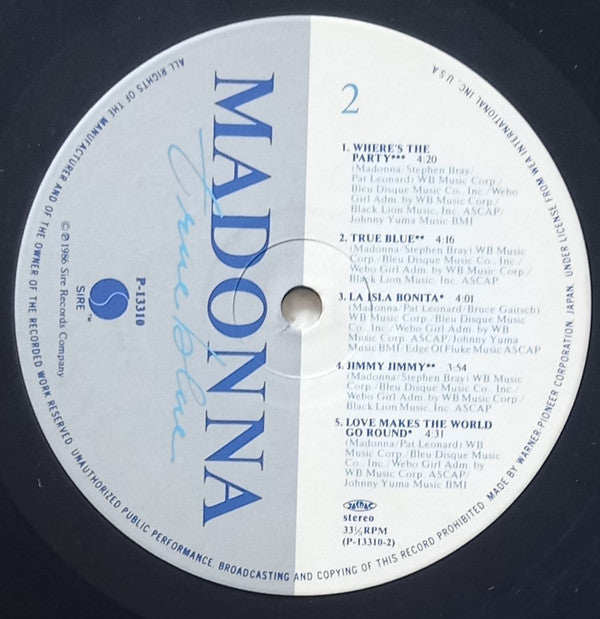 Madonna - True Blue = トゥルー・ブルー (Vinyl, LP, Album, Reissue, Repress, Stereo) Very Good Plus (VG+) / Very Good (VG)