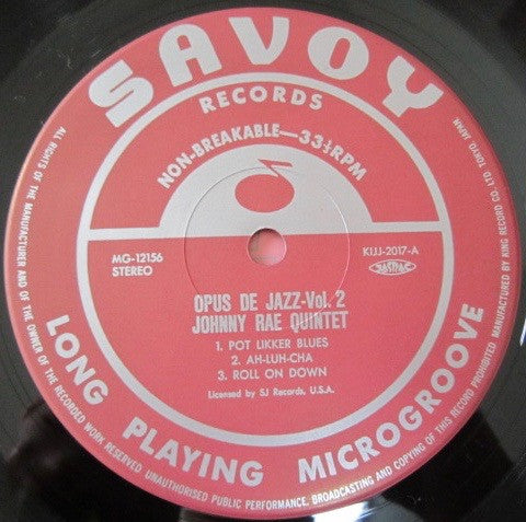 Johnny Rae - Opus De Jazz Vol.2 (Vinyl, LP, Album, Reissue, Stereo) Very Good Plus (VG+) / Very Good (VG)
