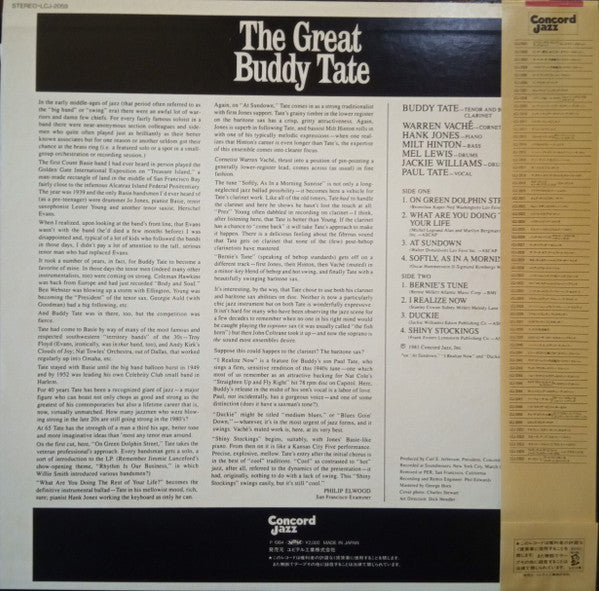 Buddy Tate - The Great Buddy Tate (Vinyl, LP, Album, Reissue) Very Good Plus (VG+) / Very Good (VG)