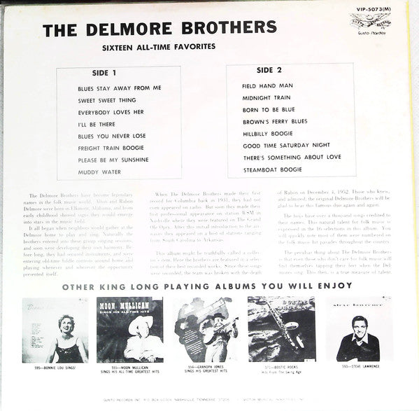 The Delmore Brothers - Sixteen All-Time Favorites (Vinyl, LP, Compilation, Mono) Very Good Plus (VG+) / Very Good Plus (VG+)
