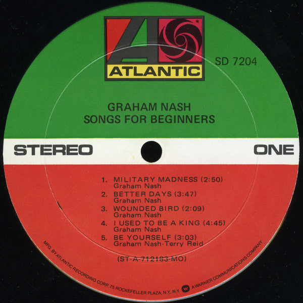 Graham Nash - Songs For Beginners (Vinyl, LP, Album, Repress, Stereo) Good Plus (G+) / Very Good (VG)