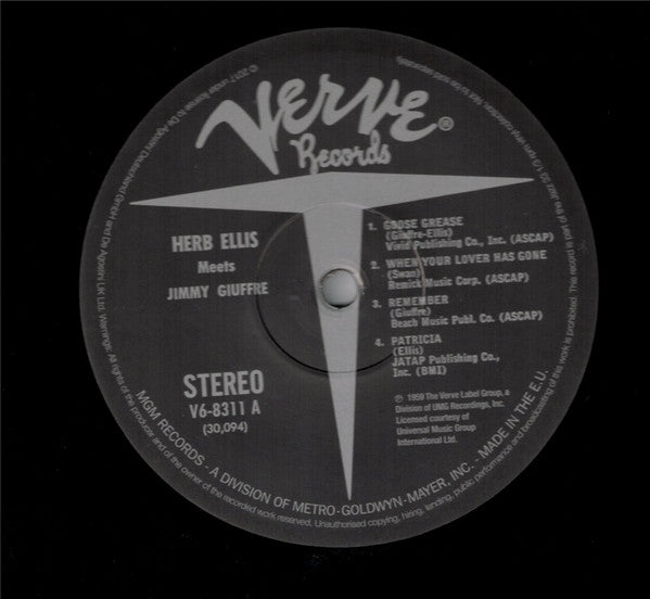 Herb Ellis - Herb Ellis Meets Jimmy Giuffre (Vinyl, LP, Album, Reissue, Stereo) Near Mint (NM or M-) / Near Mint (NM or M-)