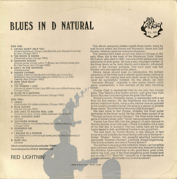 Various - Blues In D Natural (Vinyl, LP, Compilation) Very Good Plus (VG+) / Good Plus (G+)