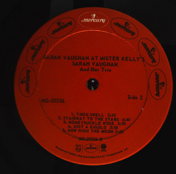 Sarah Vaughan And Her Trio - Sarah Vaughan At Mister Kelly's (Vinyl, LP, Mono) Very Good Plus (VG+) / Very Good (VG)
