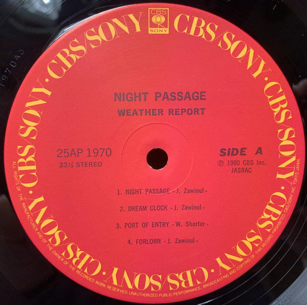 Weather Report - Night Passage (Vinyl, LP, Album, Stereo) Very Good Plus (VG+) / Very Good Plus (VG+)