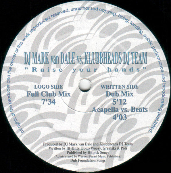 Mark van Dale - Raise Your Hands (Vinyl, 10", 33 ⅓ RPM) Good Plus (G+) / Very Good (VG)