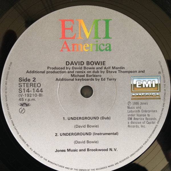 David Bowie - Underground (Extended Dance Mix) (Vinyl, 12", 45 RPM,...