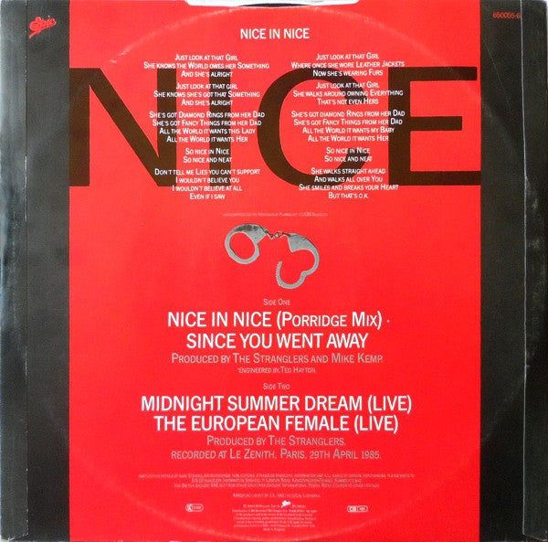 The Stranglers - Nice In Nice (Vinyl, 12", 45 RPM) Very Good Plus (VG+) / Good Plus (G+)