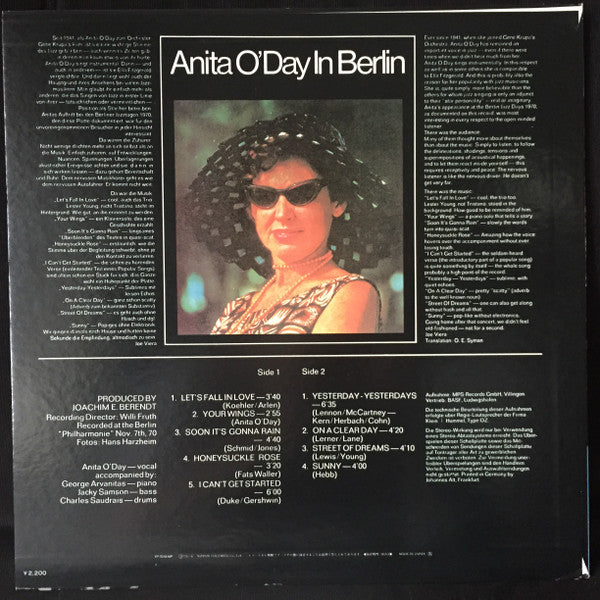 Anita O'Day - Anita O'Day In Berlin, Recorded Live At The Berlin Jazz Festival (Vinyl, LP, Album, Reissue) Very Good Plus (VG+) / Very Good (VG)
