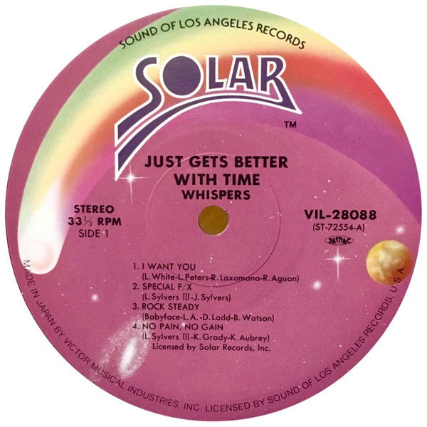 The Whispers - Just Gets Better With Time (Vinyl, LP, Album) Very Good Plus (VG+) / Very Good (VG)