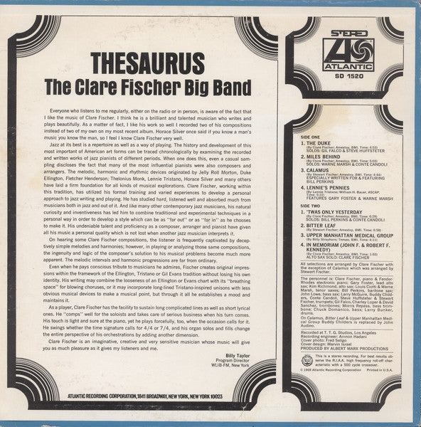Clare Fischer Big Band - Thesaurus (Vinyl, LP, Album) Very Good (VG) / Very Good (VG)