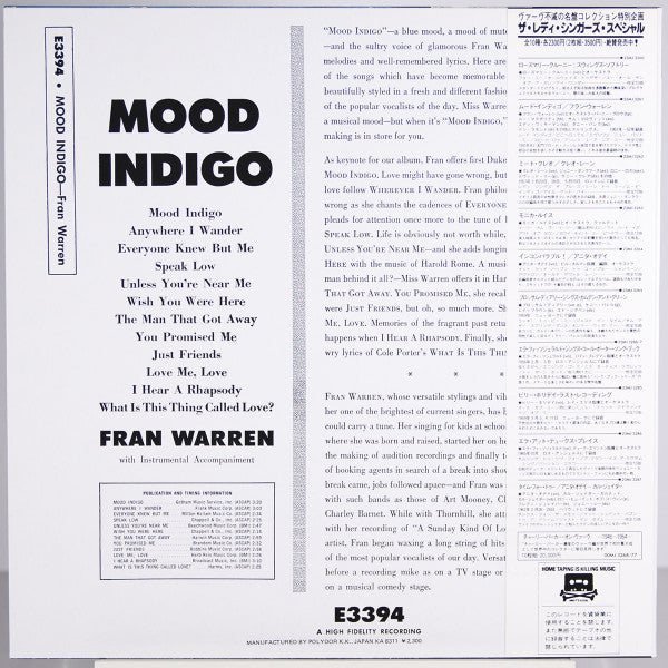 Fran Warren - Mood Indigo (Vinyl, LP, Album, Reissue, Mono) Very Good Plus (VG+) / Very Good Plus (VG+)